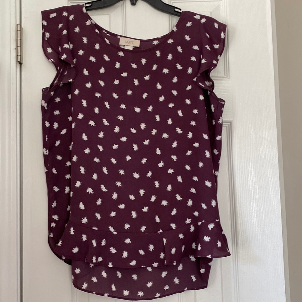 Plum Flutter Sleeve Peplum Top From Loft - image 1